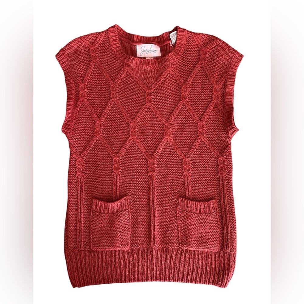 Burnt orange silk & wool blend Sleeveless Sweater pockets cozy academia preppy M